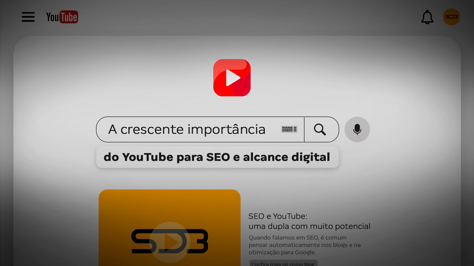 Capa para o artigo sobre youtube e SEO